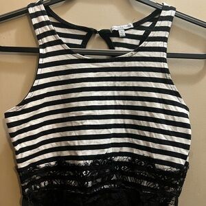 Charlotte Russe Black and White Striped Tank Top